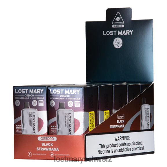 Lost Mary OS5000 Glanz 6H84D11 - LOST MARY Schweiz - schwarzes Strawnana