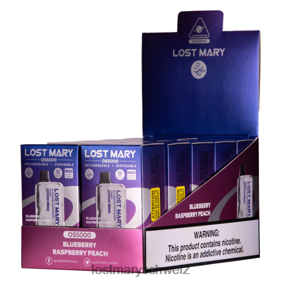 Lost Mary OS5000 Glanz 6H84D19 - LOST MARY vape Schweiz - Blaubeer-Himbeer-Pfirsich