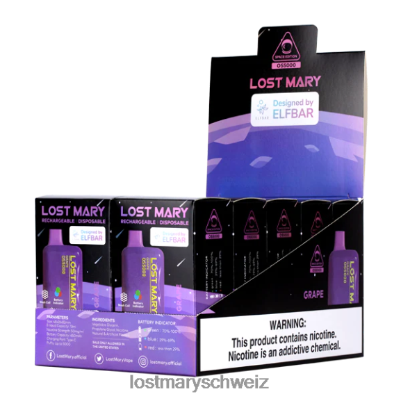 Verlorene Mary OS5000 6H84D34 - LOST MARY vape bewertung - Traube