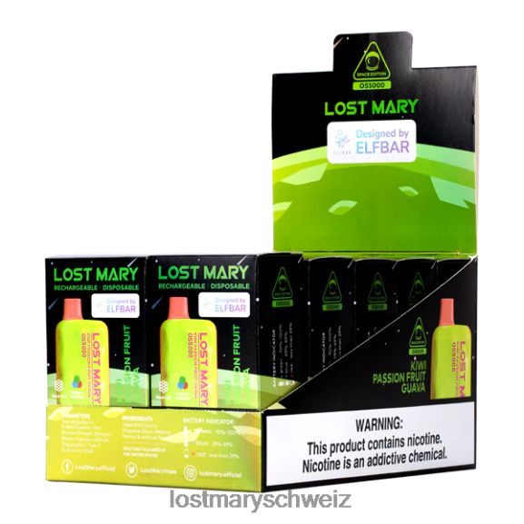 Verlorene Mary OS5000 6H84D39 - LOST MARY vape Schweiz - Kiwi, Passionsfrucht, Guave