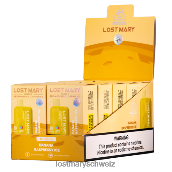 Verlorene Mary OS5000 6H84D4 - LOST MARY vape bewertung - Bananen-Himbeer-Eis