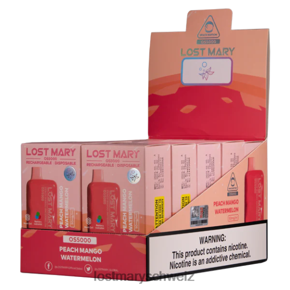 Verlorene Mary OS5000 6H84D54 - LOST MARY vape bewertung - Pfirsich-Mango-Wassermelone